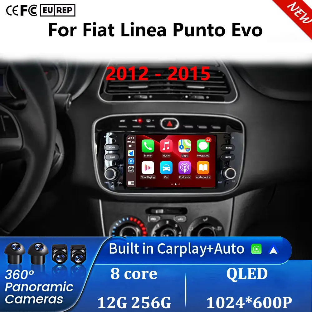 6.2' For Fiat Linea Punto Evo 2012 - 2015 Android 16 Car Radio Multimedia GPS Video Player Wireless Carplay GPS Navigation Wifi