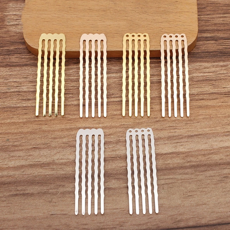 BoYuTe (100 Pieces/Lot) 15*50mm 5 Teeth Metal Hair Comb Blank Base DIY Hair Accessories Making Findings