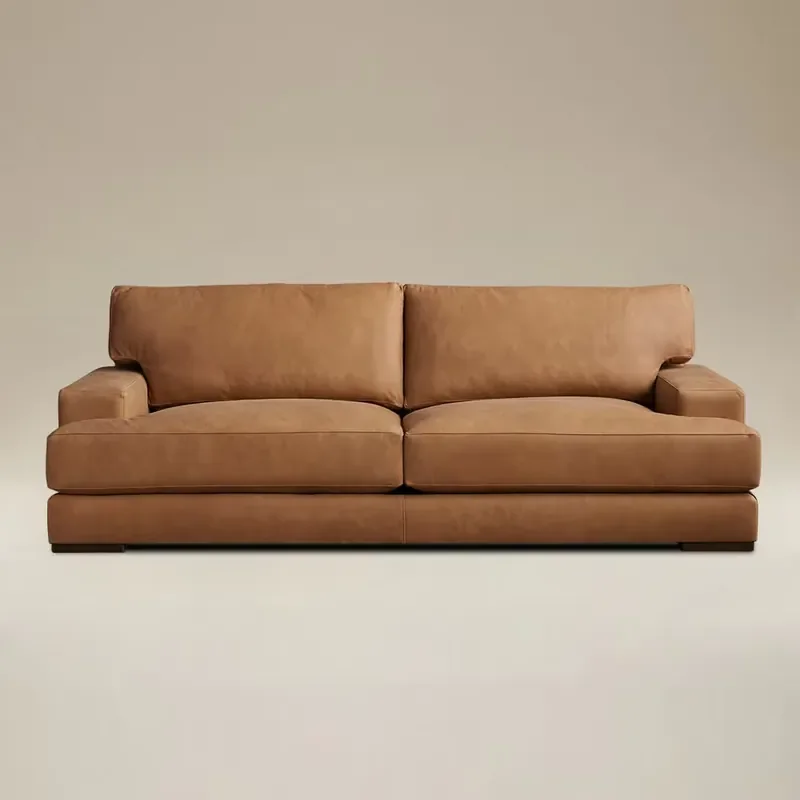 Customization Living Room Sofa Couch Solid Wood Furniture Leather Two Seat Sofa