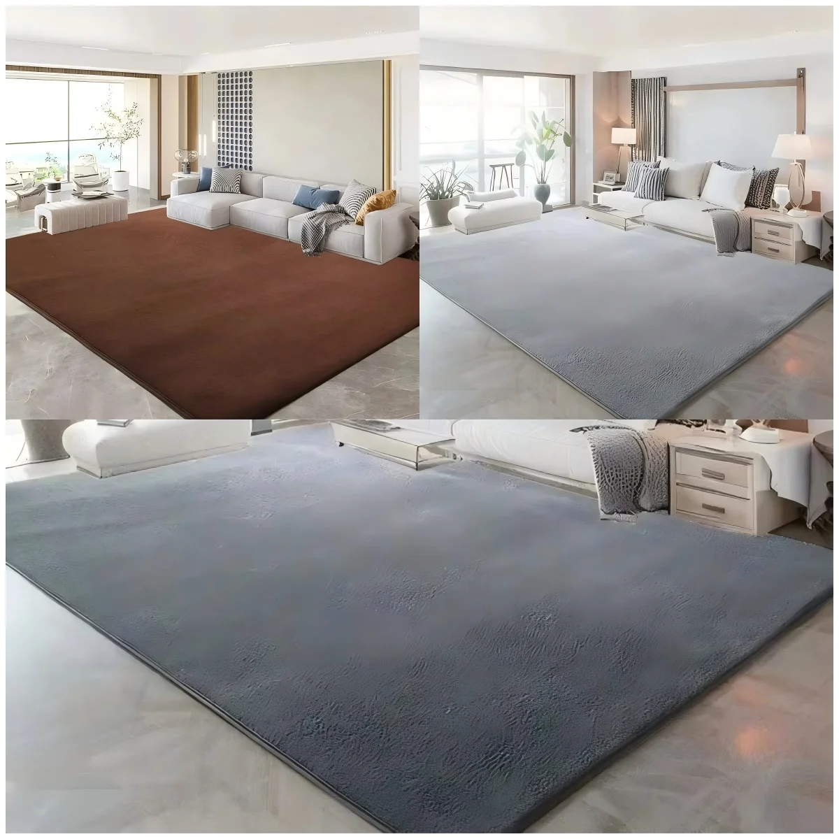 VIKAMA Solid Color Soft Carpet Anti-Slip Easy-To-Clean Living Room Floor Mat Sofa Coffee Table Rug Home Decoration