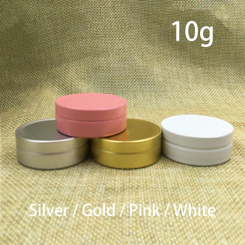 10 g leeres Aluminiumglas, 10 ml, Pillenkapsel, Lippenbalsam, Batom-Creme, nachfüllbare Verpackung, Kosmetik, Probenflaschen, 100 Stück