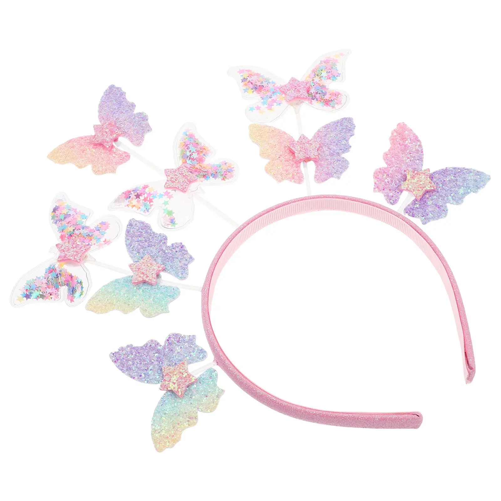 

Butterfly Headband Gradient Glitter Hair Hoop Sparkly Elastic Headpiece Durable Plastic Lightweight Comfortable Girl Accessories