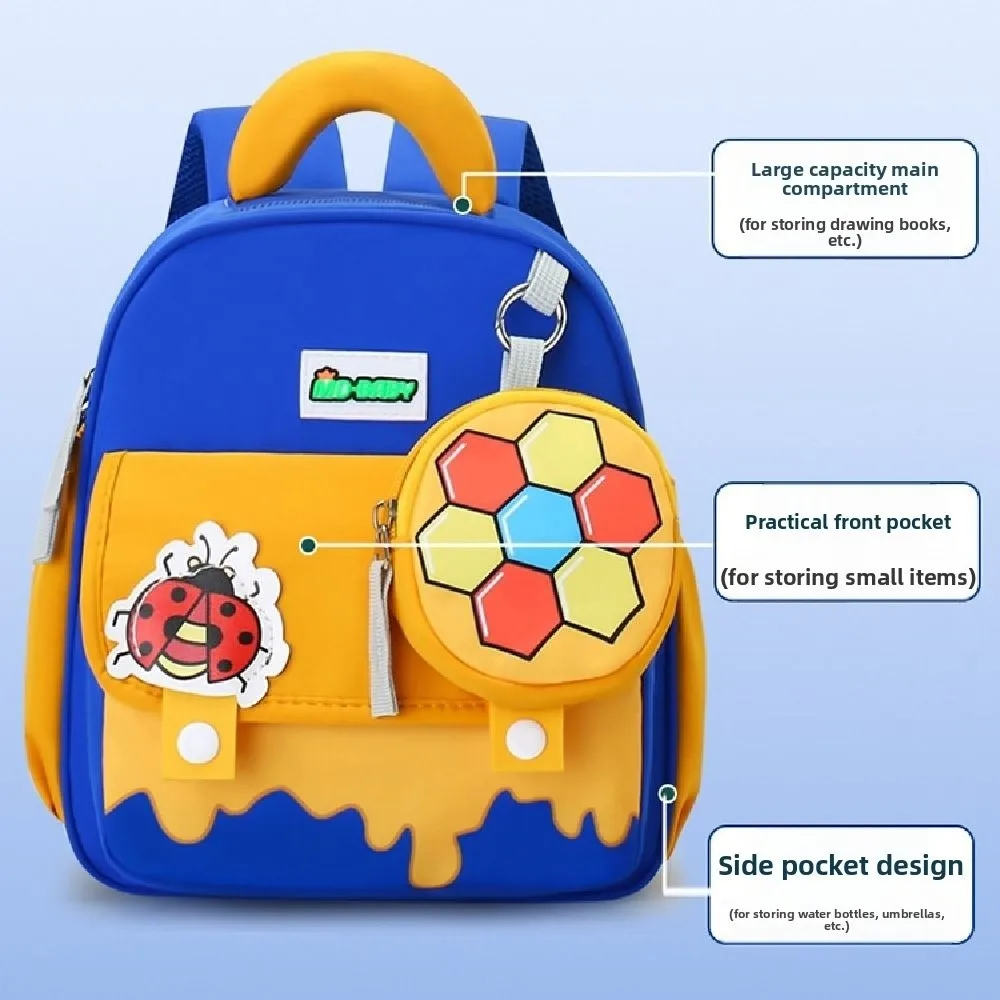 Animal Patterns Kindergarten School Bag Waterproof Adjustable Straps Cartoon Nursery Backpack Large Capacity Comfortable