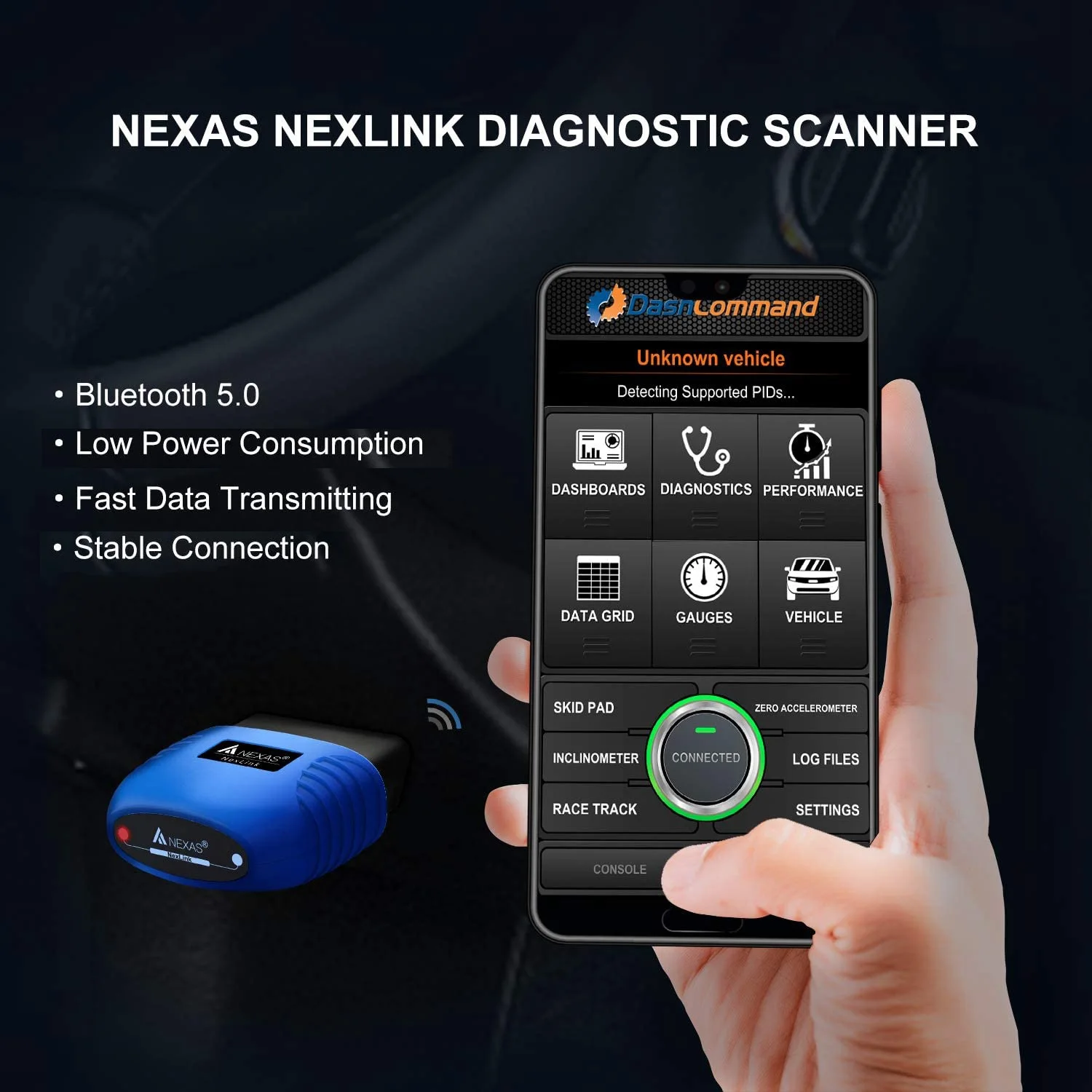 NEXAS NexLink Bluetooth 5.0 Diagnostic Scanner for IOS & Android & PC OBD2/EOBD Fault Code Reader Diagnostic Scan Tool