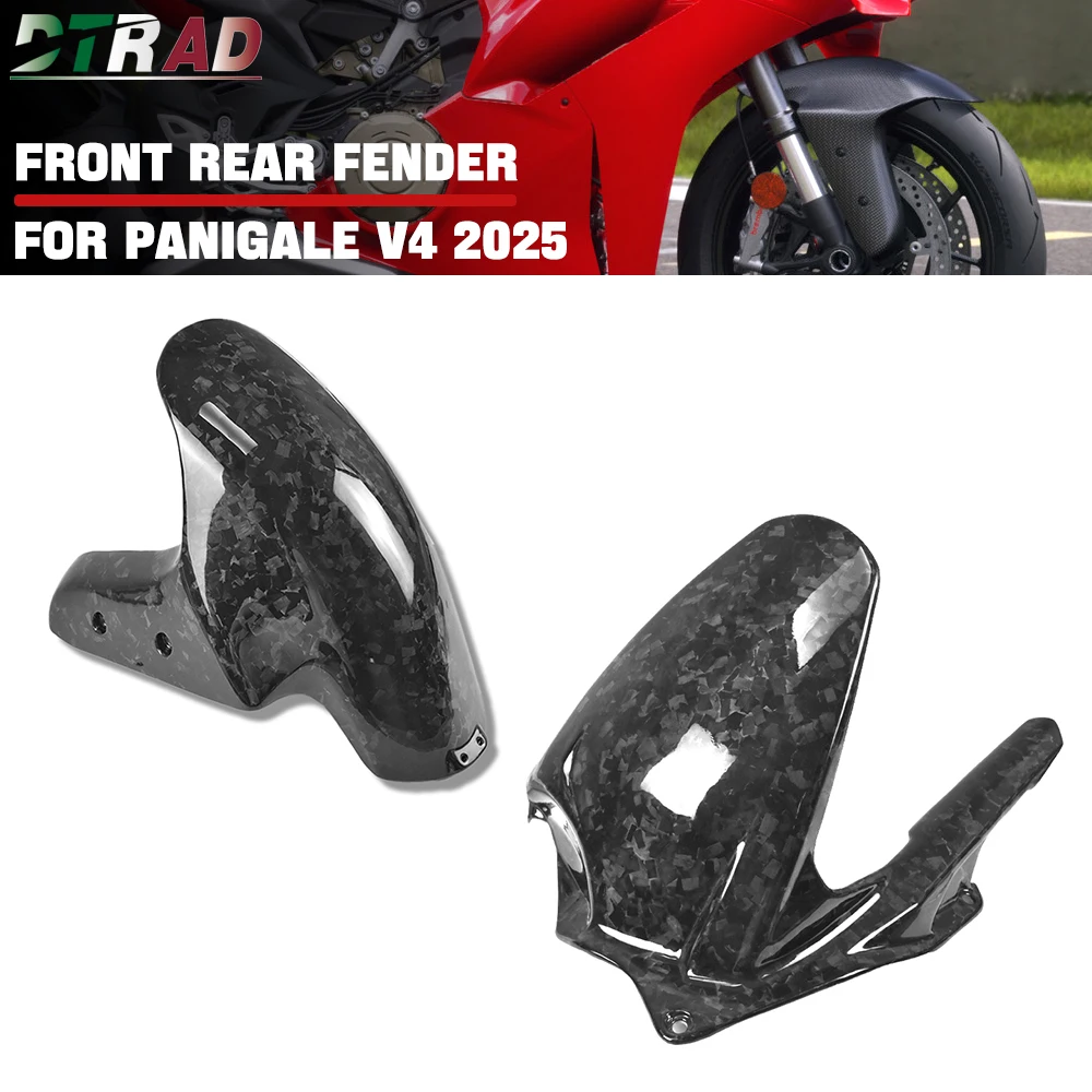 

For DUCATI Panigale V4 V4S 2025 Forged Gloss Carbon Fiber Front Fender & Rear Hugger Mudguards Splash Guards Protection Fairings
