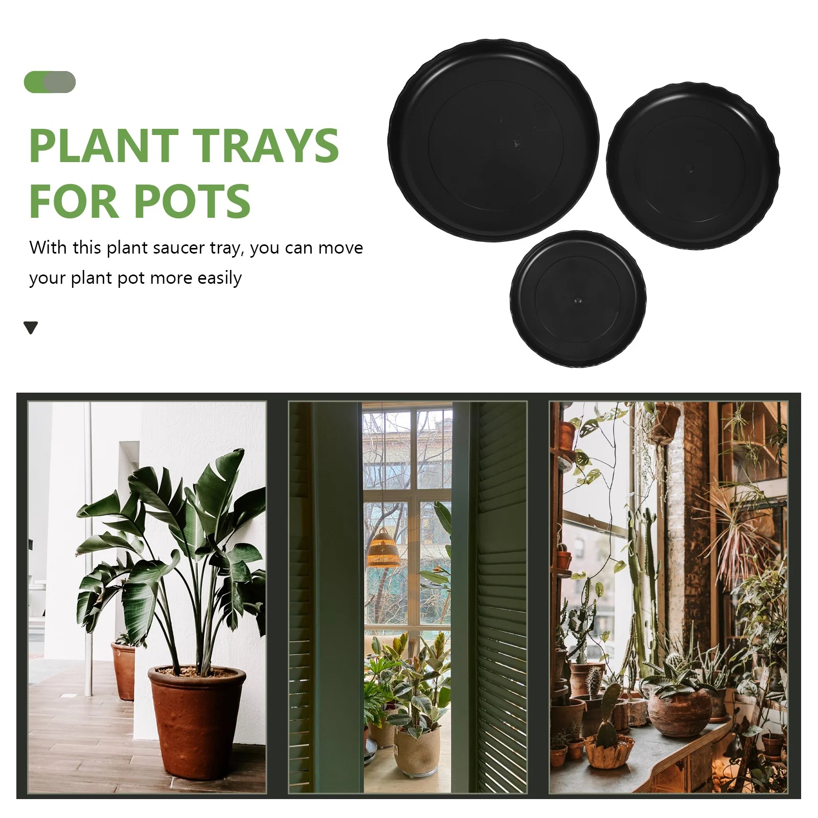 12pcs Round Plant Tray 12Cm Black Plastic Succulent Saucer For Indoor Outdoor Flower Pot Water Drainage Base Potted Plant Drip