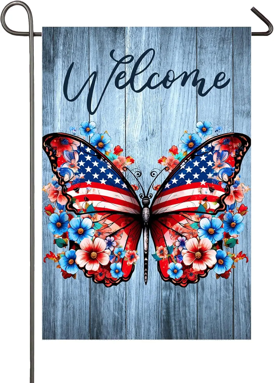 Patriotic Butterfly Garden Flag 12x18 Inch Double Sided American 4th Of July Yard Flags for Outside Independence Day Fourth of J