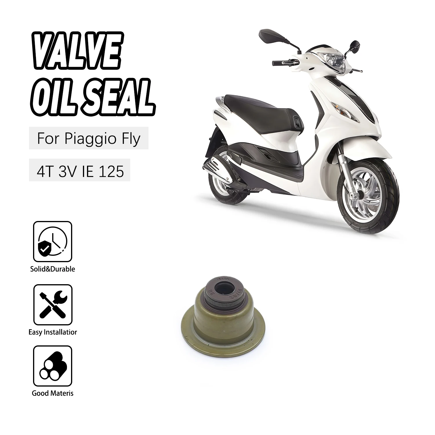 

Replacement Valve Stem Seal Exhaust Intake Oil Seal For Piaggio Fly 4T 3V IE 125 Motorcycle Engine Accessories