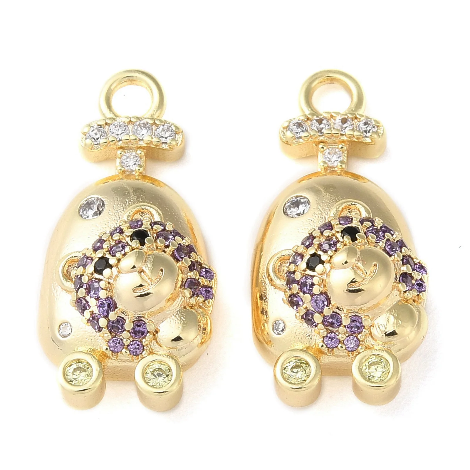 

10pcs Brass Micro Pave Colorful Cubic Zirconia Pendants, High Quality Jewelry Making Supplies
