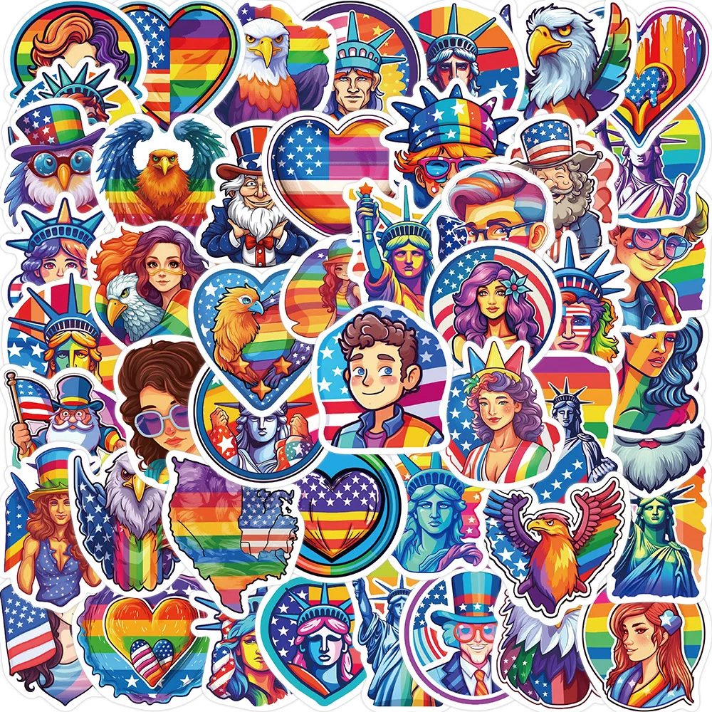 50/100 Stück Cartoon-Farbige Unabhängigkeitstag-Graffiti-Aufkleber Dekorative Gitarren-Notizbuch-Gepäck-DIY Wasserfeste Schreibwaren-Sticker