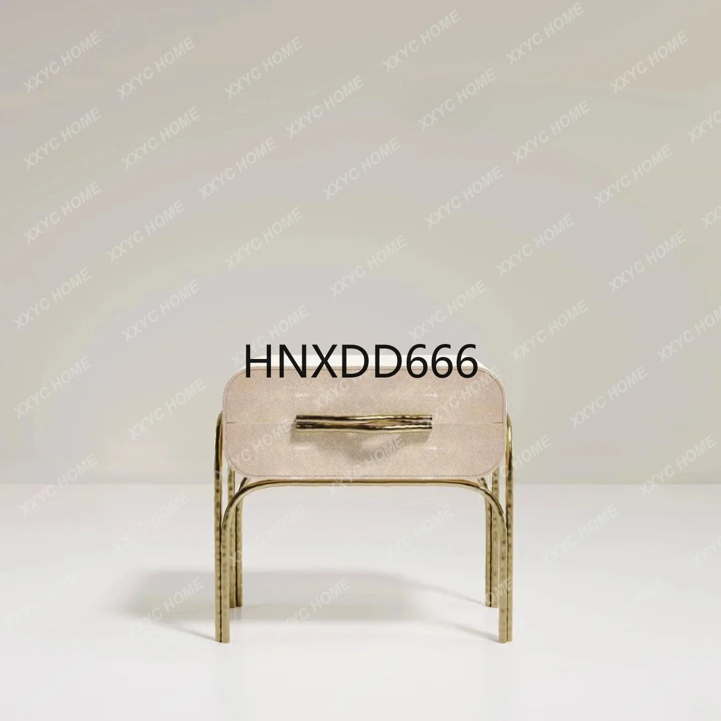 Italian minimalist light luxury microfiber leather bedside table small apartment stainless steel design high-end modern