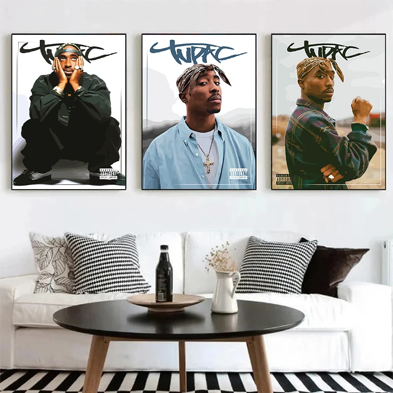 Hip Hop Rapper Singer Tupac Shakur Posters and Prints Canvas Printing Modern Music Wall Art Picture for Living Room Home Decor