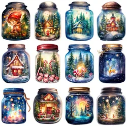 16 unids/pack invierno Navidad maceta mágica pegatina DIY artesanía álbum de recortes diario basura pegatinas decorativas