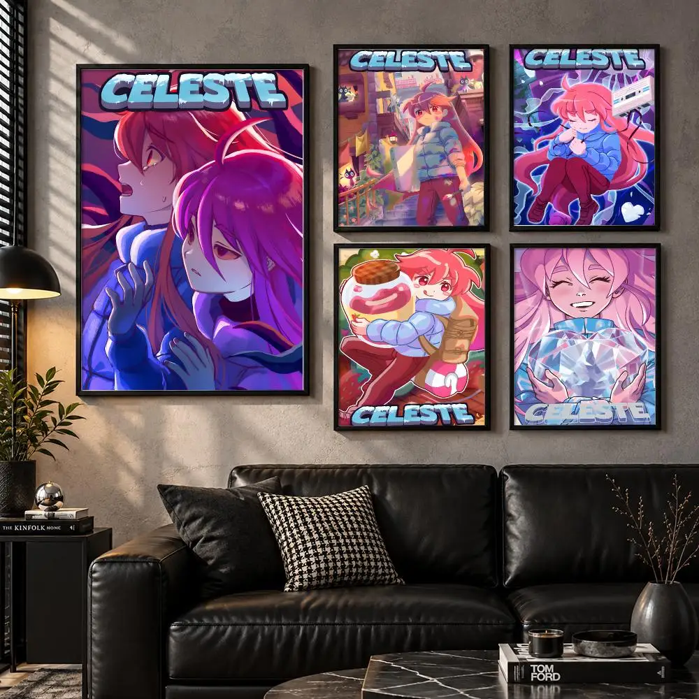 Celeste Precision Platformer Mountain Climb Pixels Poster Self-Adhesive Unframed Fashion Wall Prints for Office & Home Decor