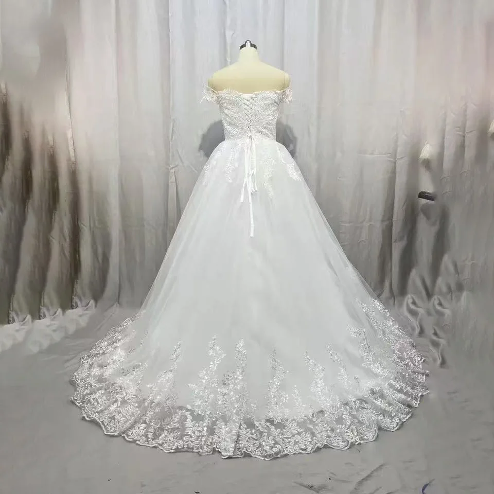 Vintage fora do ombro princesa vestidos de casamento vestido de baile rendas apliques vestido de noiva vestido de noiva personalizado
