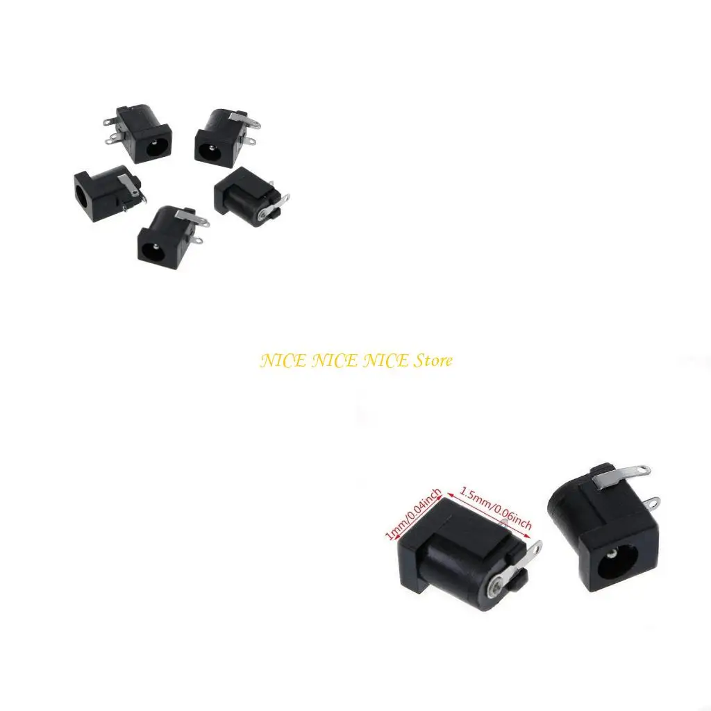 5 PCS DC-005 Negro para conector zócalo toma alimentación 5.5x2.1 mm Type PCB