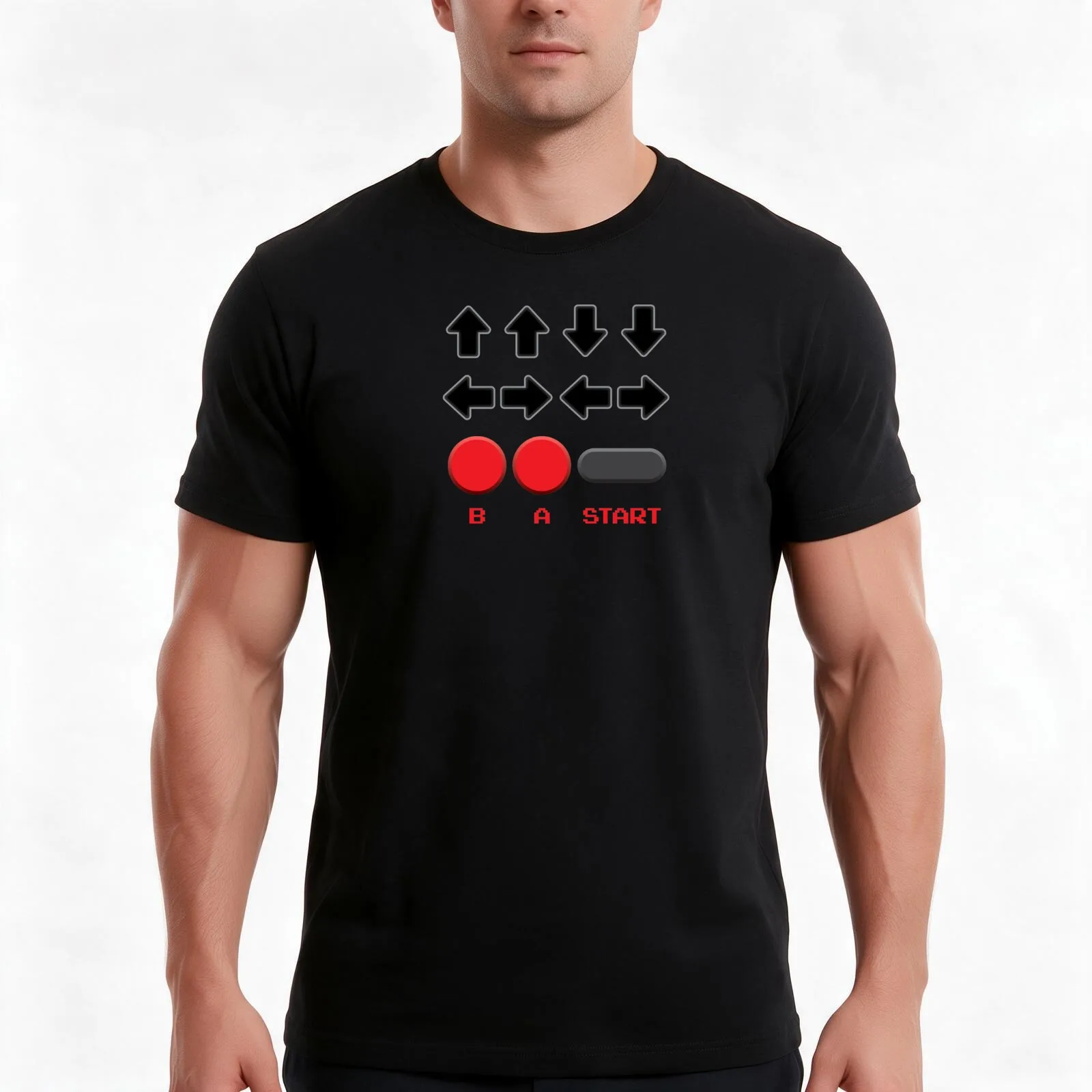 Konami Code T-Shirt Summer Casual Cotton Tee Oversized Streetwear Tops Vintage Graphic Print Loose Fit Short Sleeve