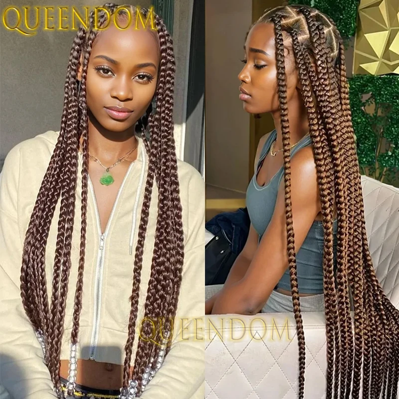 

Full Lace Synthetic Braid Goddess Wig 36 Inch Super Long Knotless Cornrow Plait Braids Wig for Black Women Jumbo Box Braided Wig