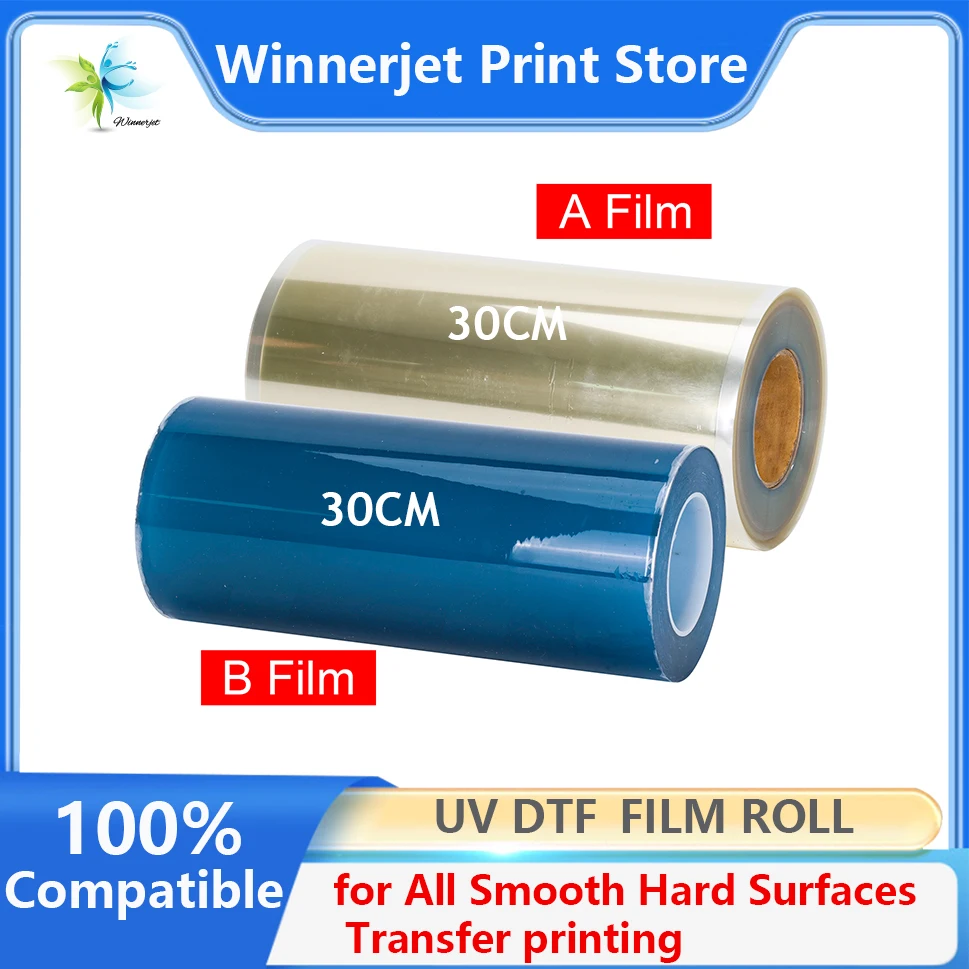 Winnerjet UV DTF AB Film roll 30cm*100m for All Smooth Hard Surfaces Transfer printing