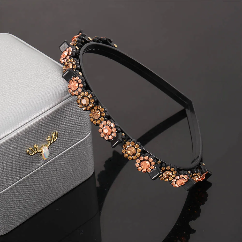 

For women Antislip Rhinestone Broken hair artifact Flower Black Braided Hair Clip Styling Tool Weave Head Hoop Toothed Clip