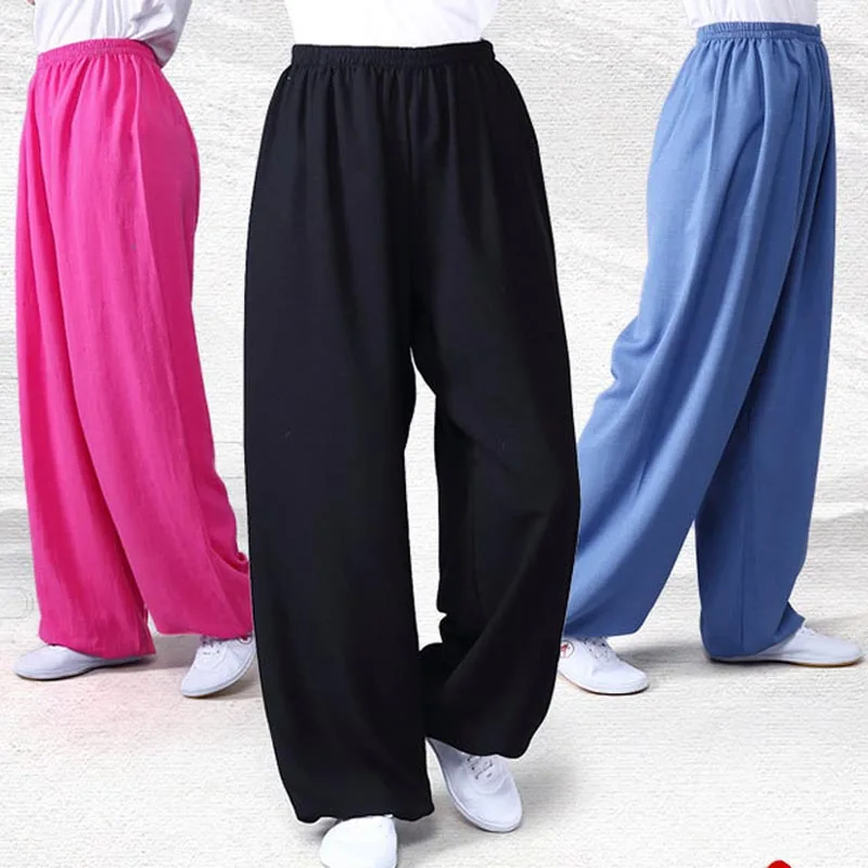 Cotton Linen Tai Chi Pants Lantern Breathable Women Men Martial Arts Pants Yoga Taekwondo Boxing Karate Jeet Kune Do Trousers