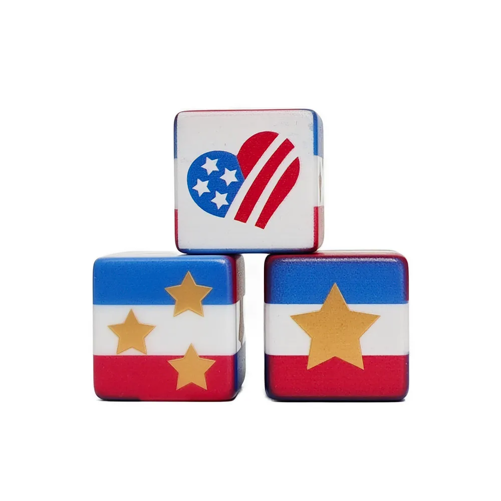 7Pcs/set Resin Layer Blue and Red Dice Set + 4Pcs USA Flag Heart 16MM D6 Acrylic Dice for America 250 Events Dice Set DND RPG view 5