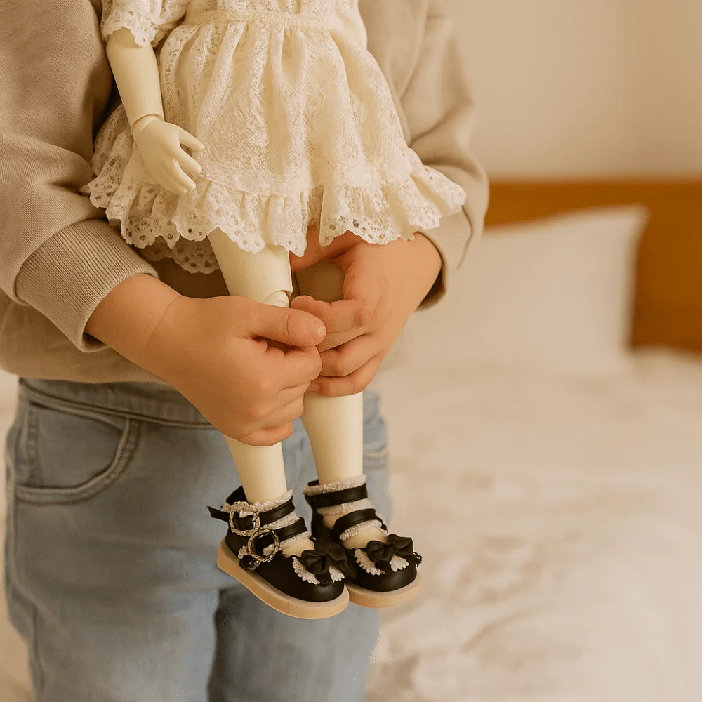 1 paar lederen schoenen 1/6 schaal PU lederen schoenen Mary Jane schoenen hoge 1/6 Bjd pop schoenen 5 cm cartoon pop mini sportschoenen