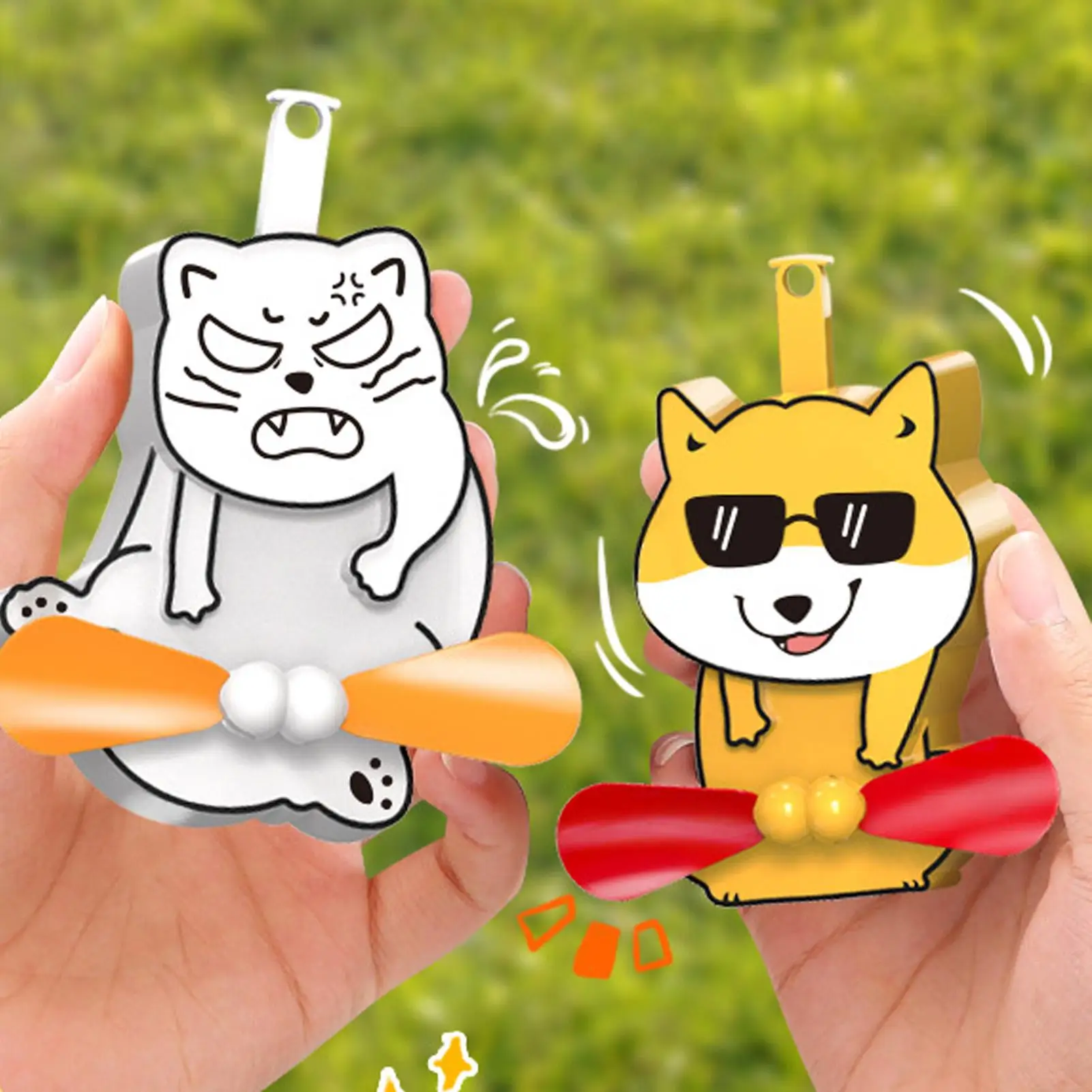キーホルダーファン漫画ハンドヘルドミニファンコンパクトポータブルクーラーバッテリーアクセサリーなしキーホルダー女の子女性子供ママティーン