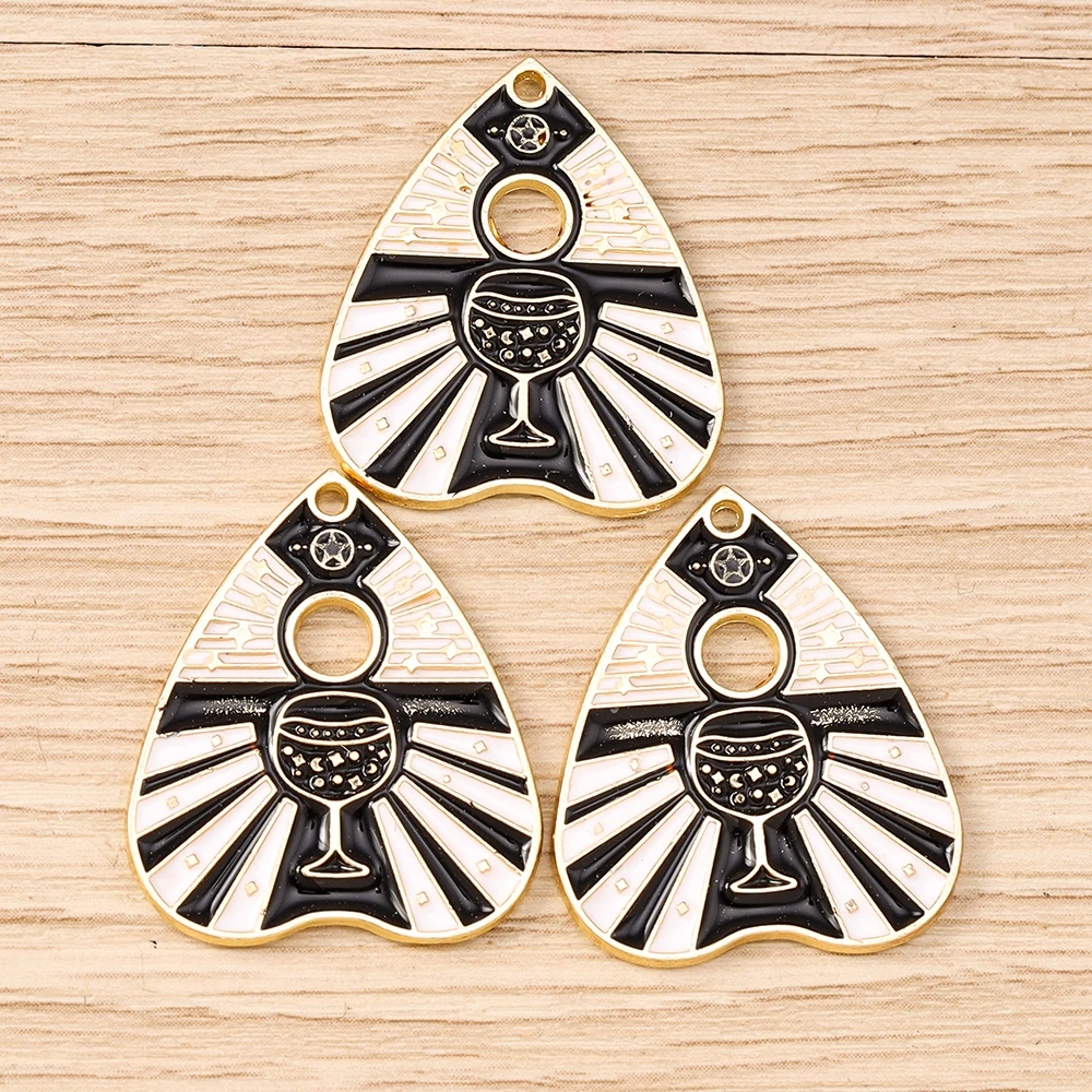 Tusember 10 Stück süße Emaille-Tarot-Karten-Charms für Schmuckherstellung, DIY, Todesschlange, Totenkopf, Herz-Anhänger, Halsketten, Armbänder, Basteln – Detail 7