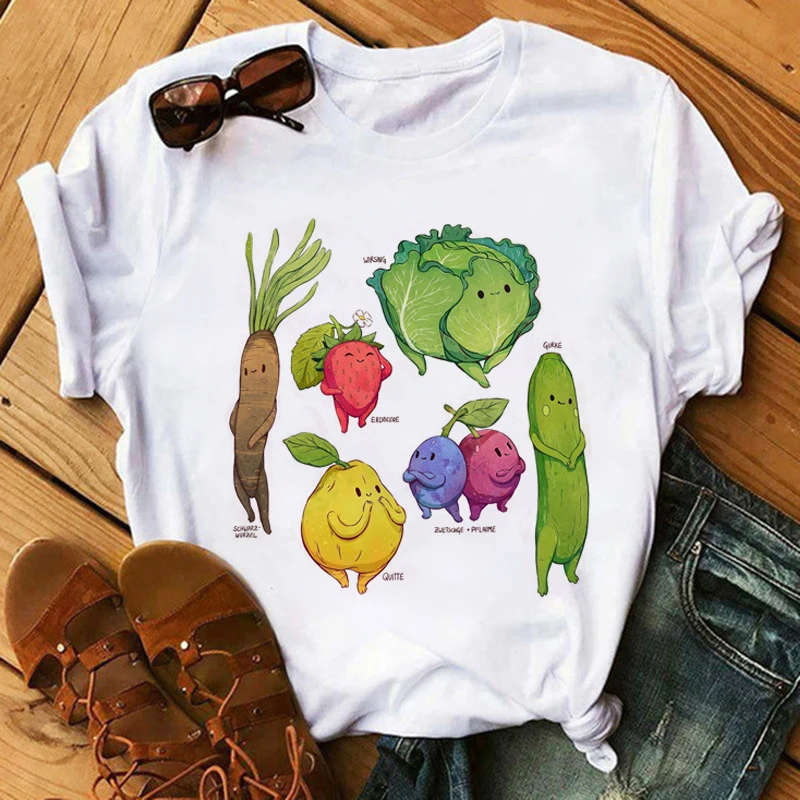 T-shirt da donna estiva a maniche corte con stampa di verdure T-shirt da donna da donna T-shirt grafica T-shirt da donna Tumblr