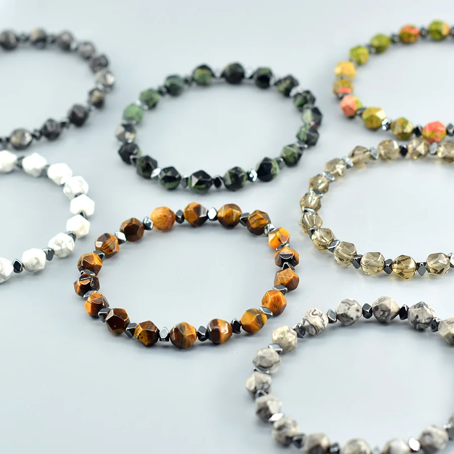 Irregular Natural Unakite Jasper Stone Bracelet for Women Men Promote Natural Healing of the Body Energy Jewelry Gift for Girl