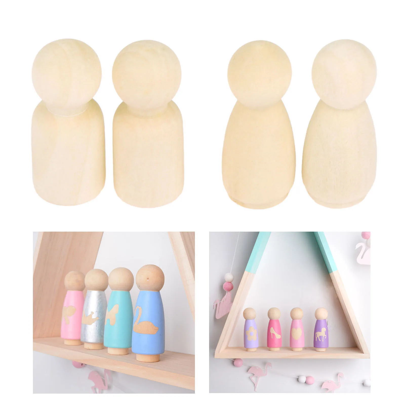 10pcs/set 35mm Wooden Peg Dolls Men/Women Natural Unpainted Figures Wedding Cake Family Hard Wood Dolls Kid\'s Printed DIY Toys