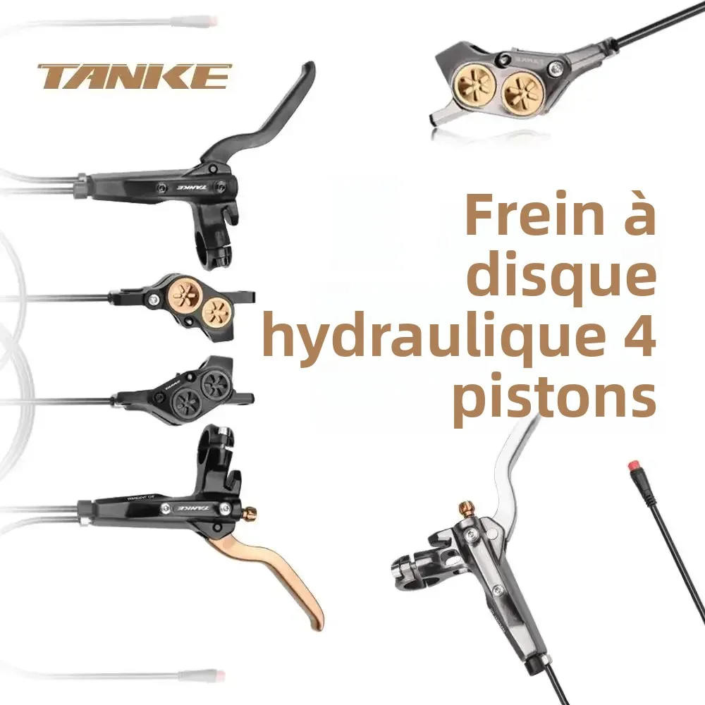 Ensemble de freins à disque hydrauliques TANKE E-Bike MTB à 4 pistons, rotors de 160 mm, pression d'huile, frein avant et arrière ultraléger, pince de frein pour vélo de montagne