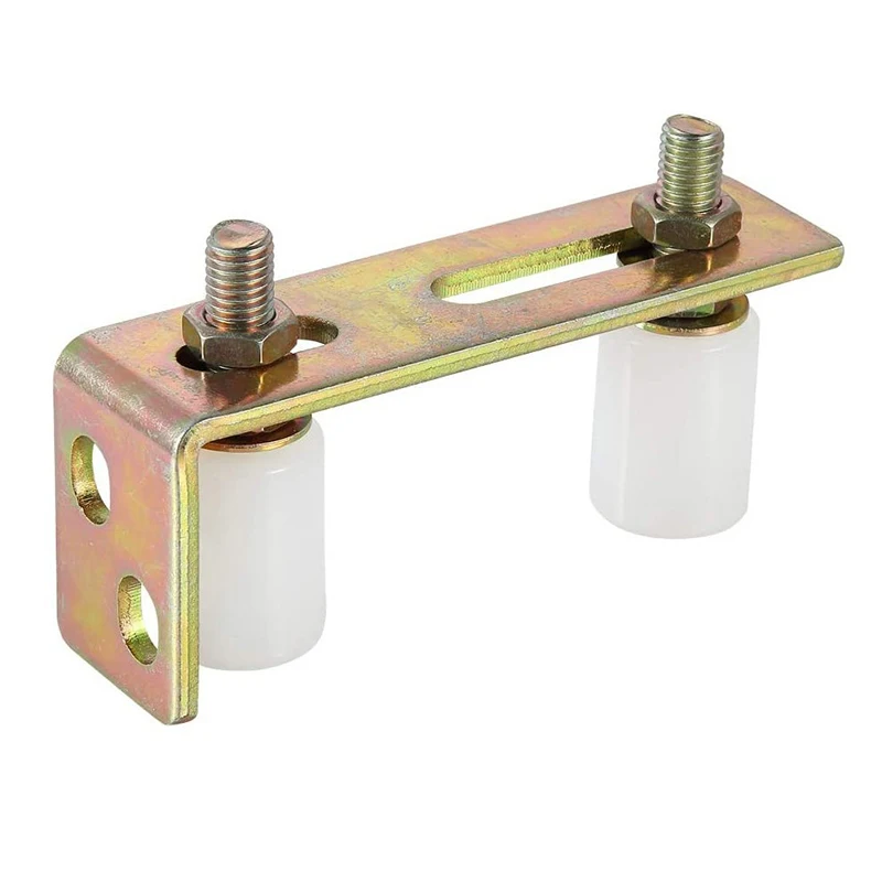 1 Juego de ruedas guía para puerta de Patio, rodillos guía para puerta corredera con soporte de Pilar en L, rodillos dobles ajustables de nailon