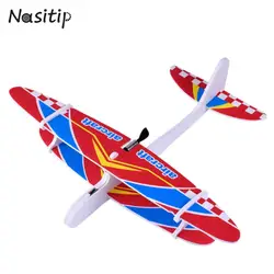 NASITIP DIY Biplane Glider Foam Powered Flying Plane Rechargeable Electric Aircraft Model Science Educational Toys for Children