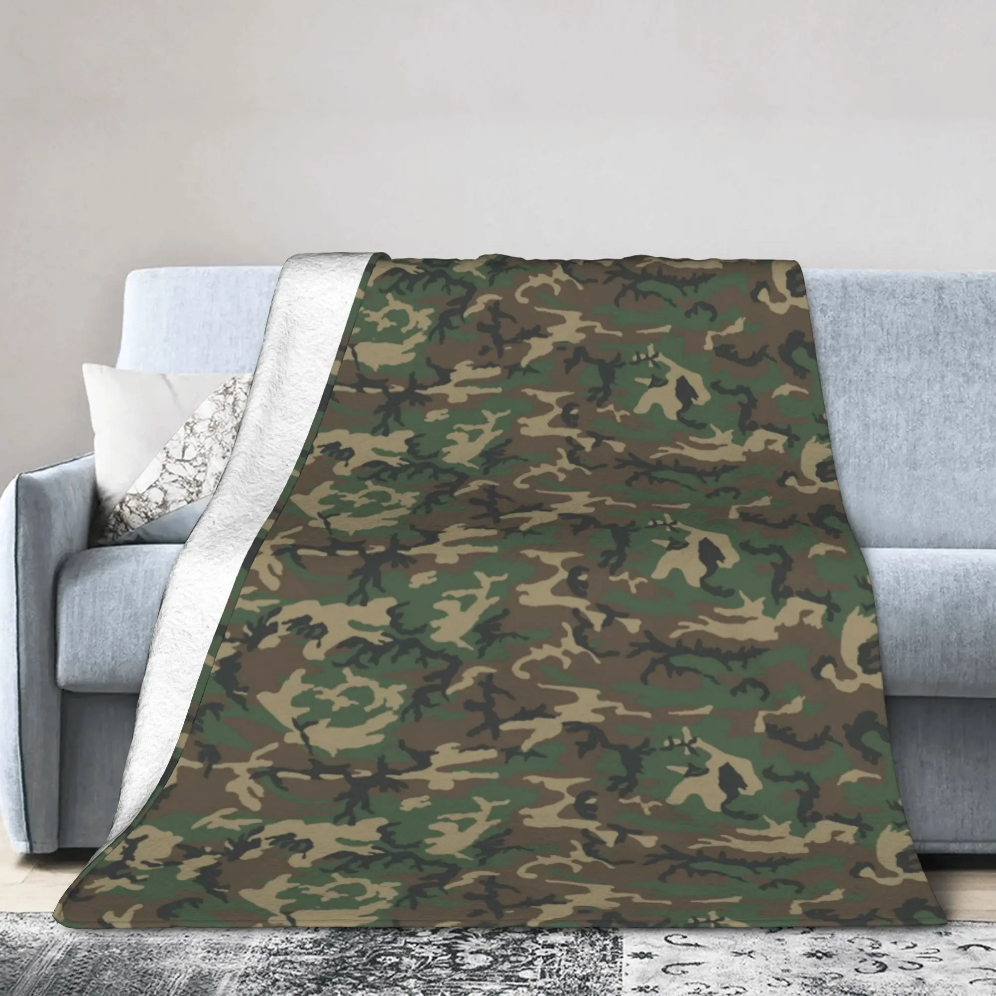 Custom 3D Printed Army Camouflage Camo Blankets Comfortable Soft Flannel Summer Military  Throw Blanket for Couch Home Bed