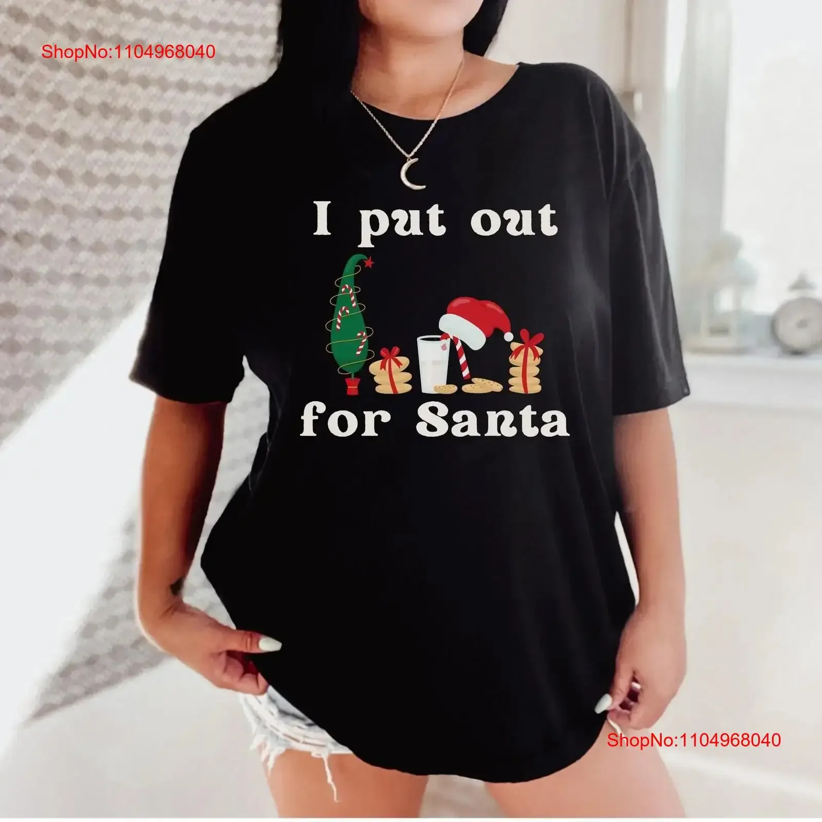 أخرج لسانتا تي شيرت مضحك عيد الميلاد لها الحاضر صديق عيد الميلاد خمر غسلها أزياء مريحة عارضة امتدت #1