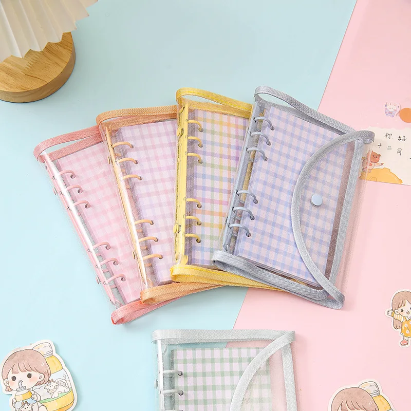 A5/a6 pu Leder transparent Notebook Binder Budget Planer Veranstalter 6 Ring Binder Cover Agenda Grid Notebook