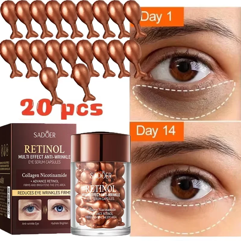 Retinol Anti Wrinkle Eye Serum Capsules Firming Lifting Remove Dark Circles Eye Bags Puffiness Moisturizing Whitening Eye Care