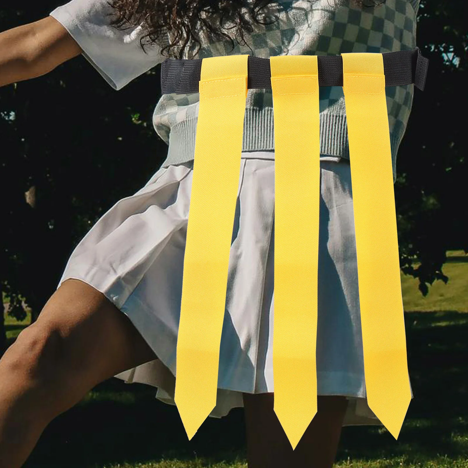 Cinturón de entrenamiento de fútbol con bandera, accesorio deportivo de Color amarillo, Material de PVC, tamaño ajustable, cinturones para adolescentes, banderas de fútbol de Rugby
