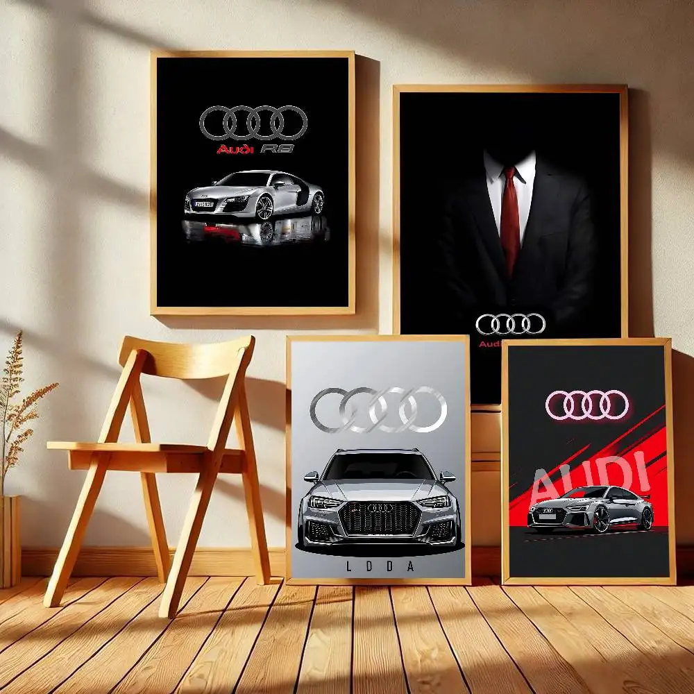 A-Audis Logo Movie Sticky Posters Retro Kraft Paper Sticker DIY Room Bar Cafe Aesthetic Art Wall Painting
