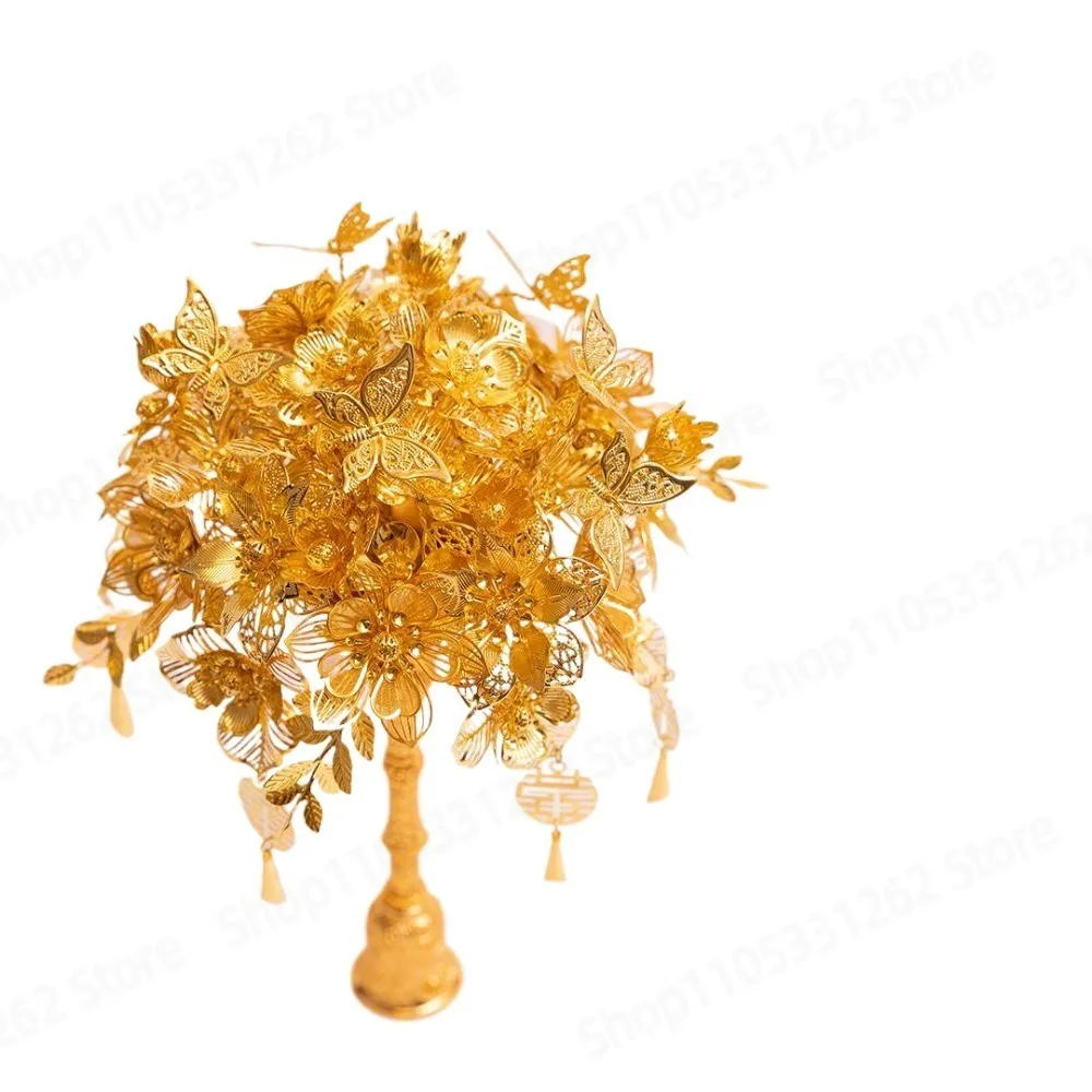 Golden Bridal Hand Bouquet DIY Material Kit For Wedding Xiuhe Dress And Wedding Dress New Wedding Gift