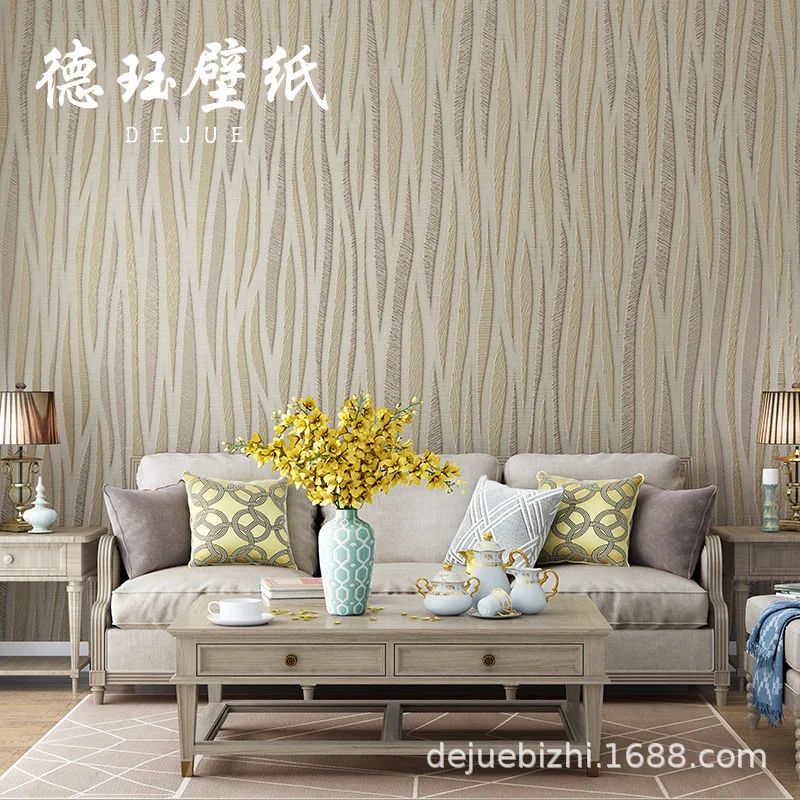 Nordic Style Solid Color 3D Embossed Modern Minimalist Curved Stripe Wallpaper for Living Room Bedroom Home Decor