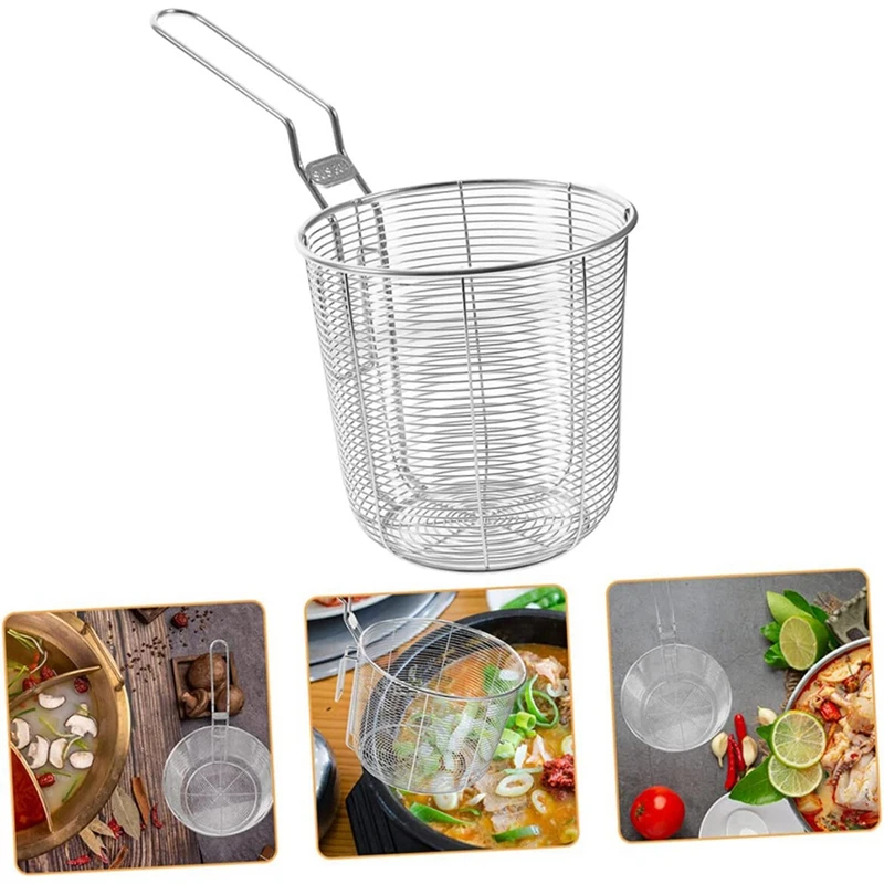 2 Pcs Hot Pot Strainer Stainless Steel Colander Household Fried Basket Net Leaking Hot Pot Filter