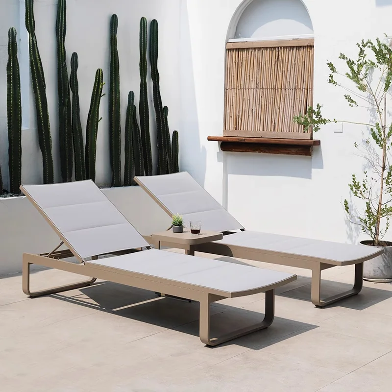 Modern Patio Pool Lounge Chair Outdoor Daybed Waterproof Sunproof Chaise Lounger for Hotel Villa Garden Backyard Beach Courtyard