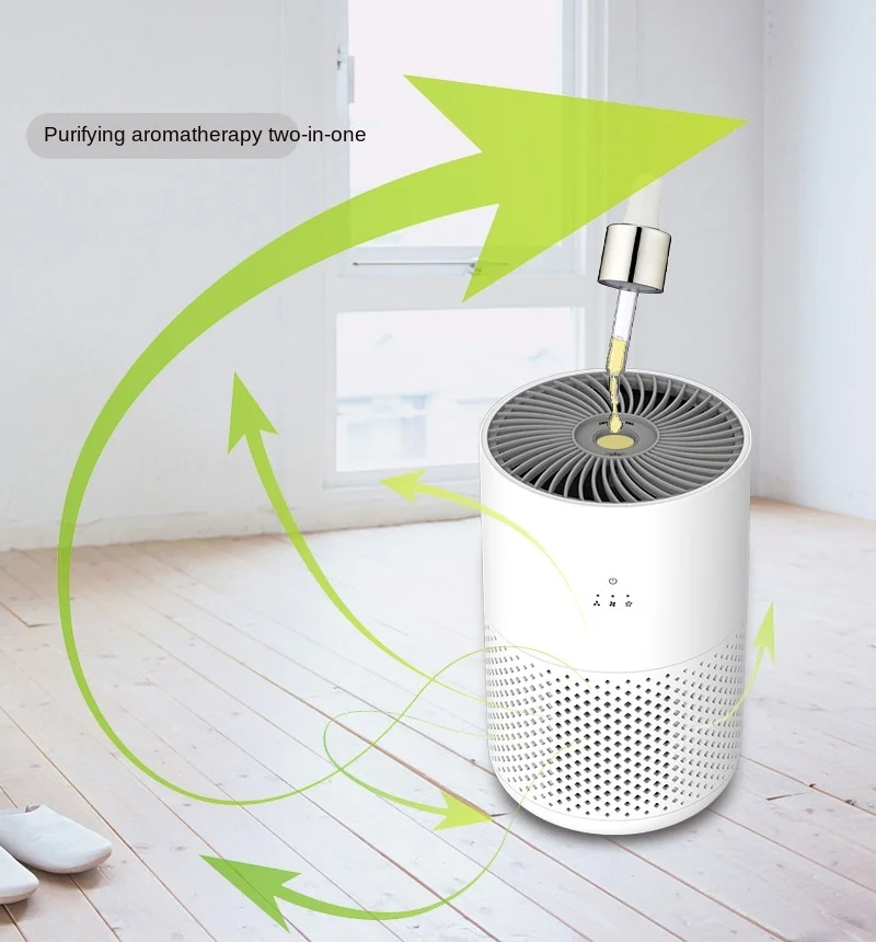 

Portable Air Purifier Compact Aromatherapy Purifier Hepa Office Table Small Aroma Function Air Cleaner With Timer Home Appliance