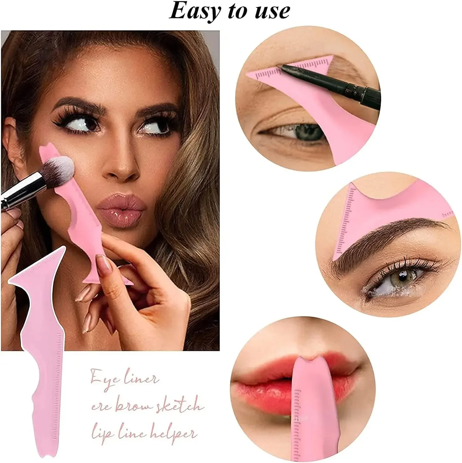 Wholesale 2Pcs Set Multifunctional Eye Makeup Tool Silicone Beauty Ruler Eyeshadow Highlight Lipstick Eyeliner Aid Tool Set