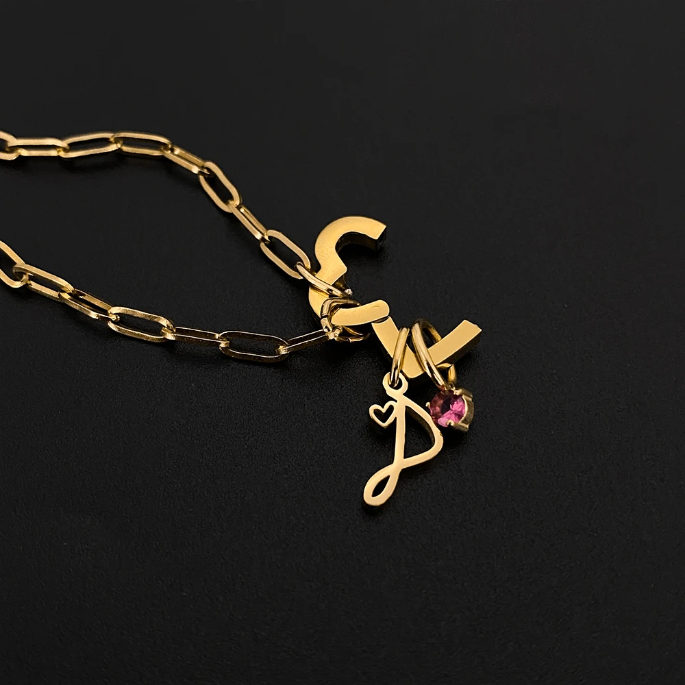 قلادات eManco للنساء من الفولاذ المقاوم للصدأ بسلسلة بإبزيم متقاطع وحرف أولي من الزركون هدية مجوهرات عصرية لعيد الحب #4