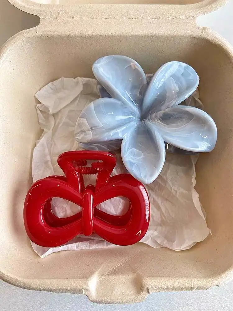 Pince à cheveux à nœud géométrique Vintage pour femmes, Barrettes en plastique coréen à pois de requin, crabe, accessoire pour cheveux, couvre-chef à la mode