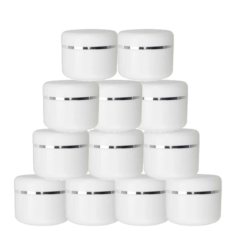 30Pcs/lots 10g 20g 30g 50g Cream Jar White Plastic Makeup Container Sample Cosmetics Box Empty Makeup Jar Pot Refillable Bottles